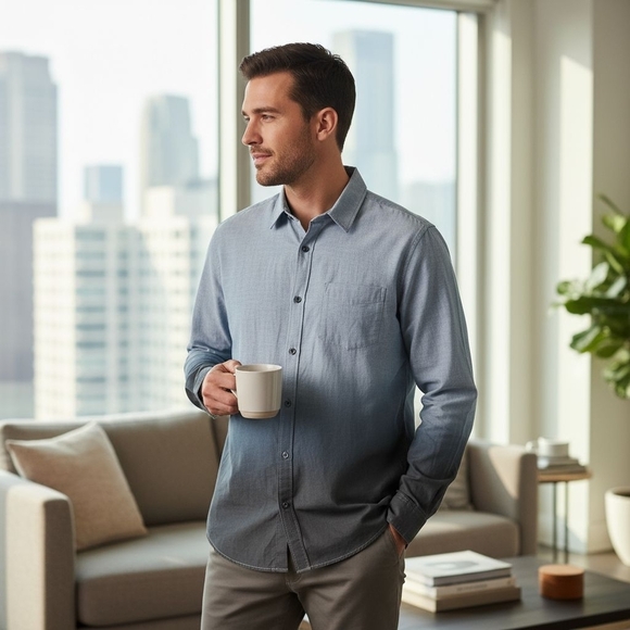 George Other - NWT George Blue to Black Ombre Button Down Shirt